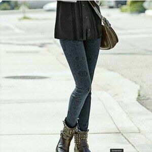 Cabi Women's Sz 6 Lace Curvy Skinny Jeans Navy Blue Black Floral Lace Style 3196